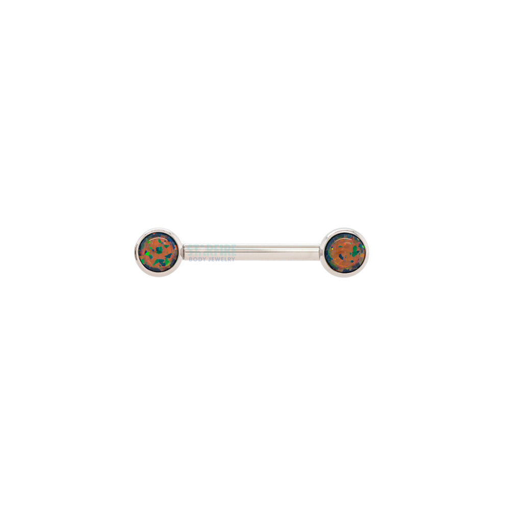 Opal Cabochon Forward Facing Nipple Barbell in Bezel's - single