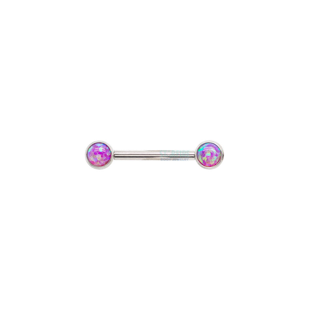 Opal Cabochon Forward Facing Nipple Barbell in Bezel's - single
