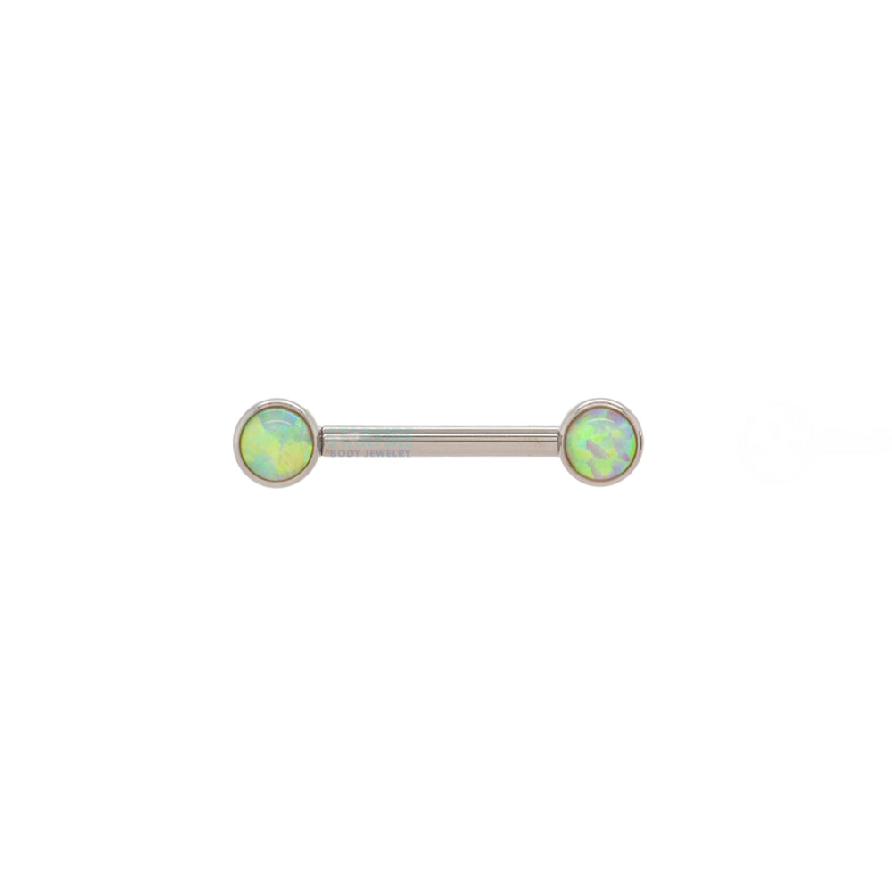 Opal Cabochon Forward Facing Nipple Barbell in Bezel's - single
