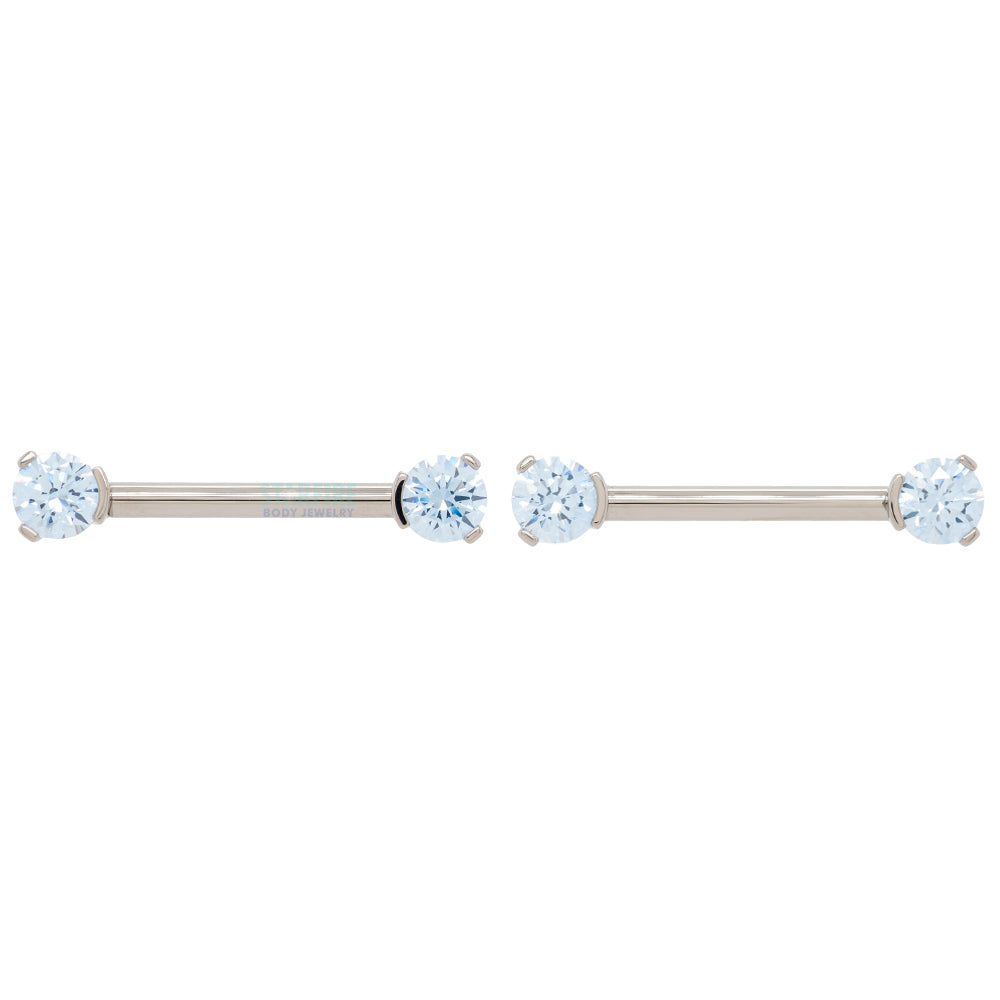 Faceted Gem Forward Facing Nipple Barbells in 3-Prong's - pair
