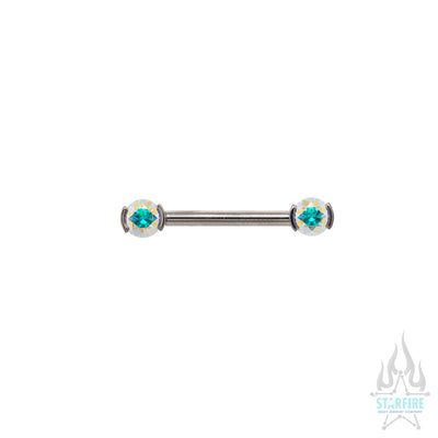 Faceted Gem Forward Facing Nipple Barbell in 2-Prong's - single
