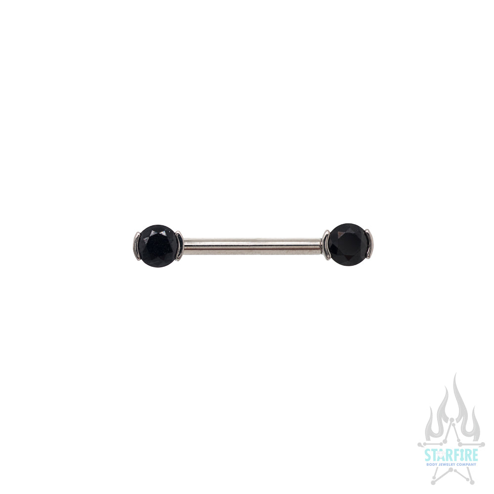 Faceted Gem Forward Facing Nipple Barbell in 2-Prong's - single