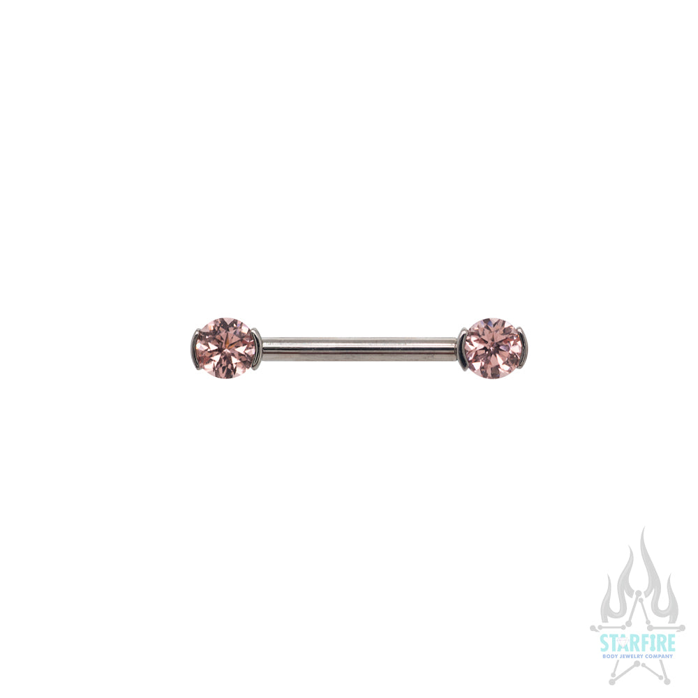 Faceted Gem Forward Facing Nipple Barbell in 2-Prong's - single