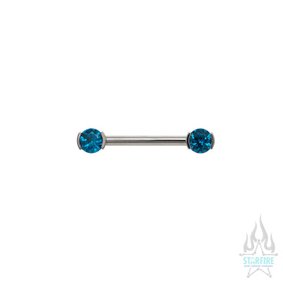 Faceted Gem Forward Facing Nipple Barbell in 2-Prong's - single