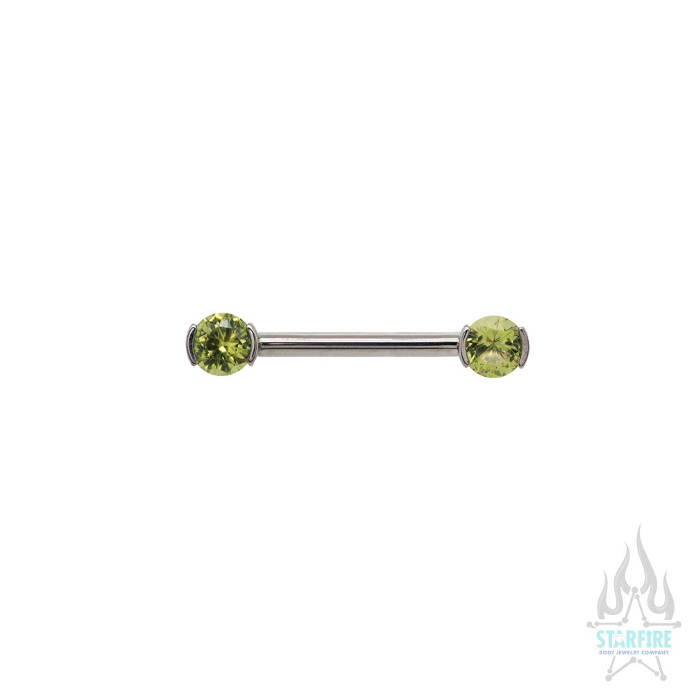 Faceted Gem Forward Facing Nipple Barbell in 2-Prong's - single