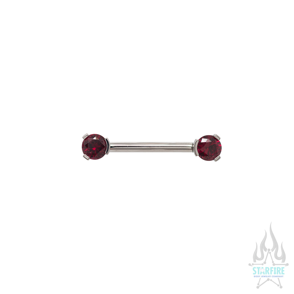 Faceted Gem Forward Facing Nipple Barbell in 3-Prong's - single
