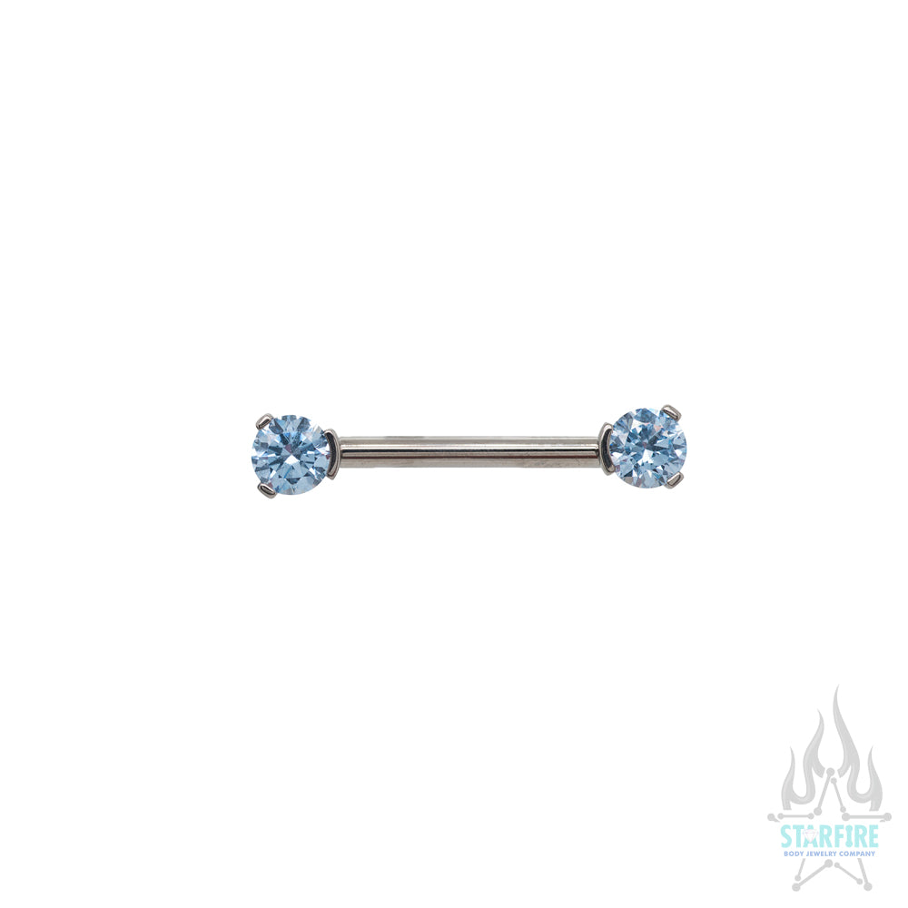 Faceted Gem Forward Facing Nipple Barbell in 3-Prong's - single