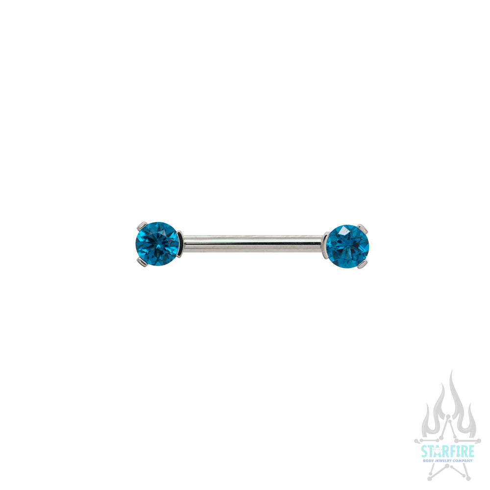 Faceted Gem Forward Facing Nipple Barbell in 3-Prong's - single
