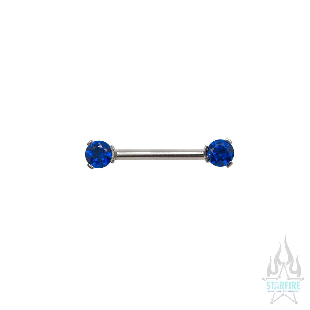 Faceted Gem Forward Facing Nipple Barbell in 3-Prong's - single