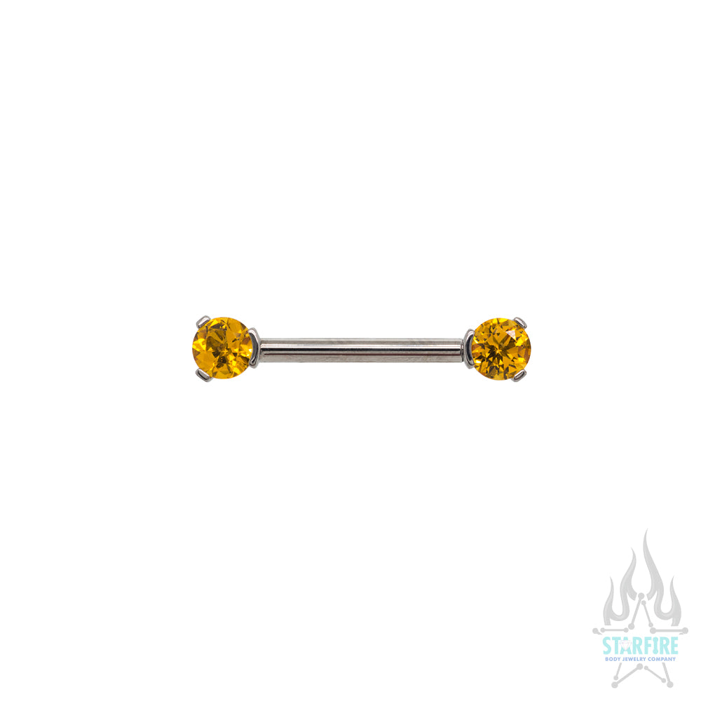 Faceted Gem Forward Facing Nipple Barbell in 3-Prong's - single