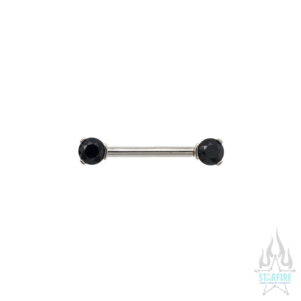 Faceted Gem Forward Facing Nipple Barbell in 3-Prong's - single