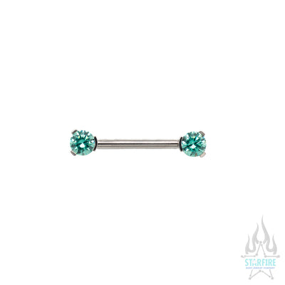 Faceted Gem Forward Facing Nipple Barbell in 3-Prong's - single