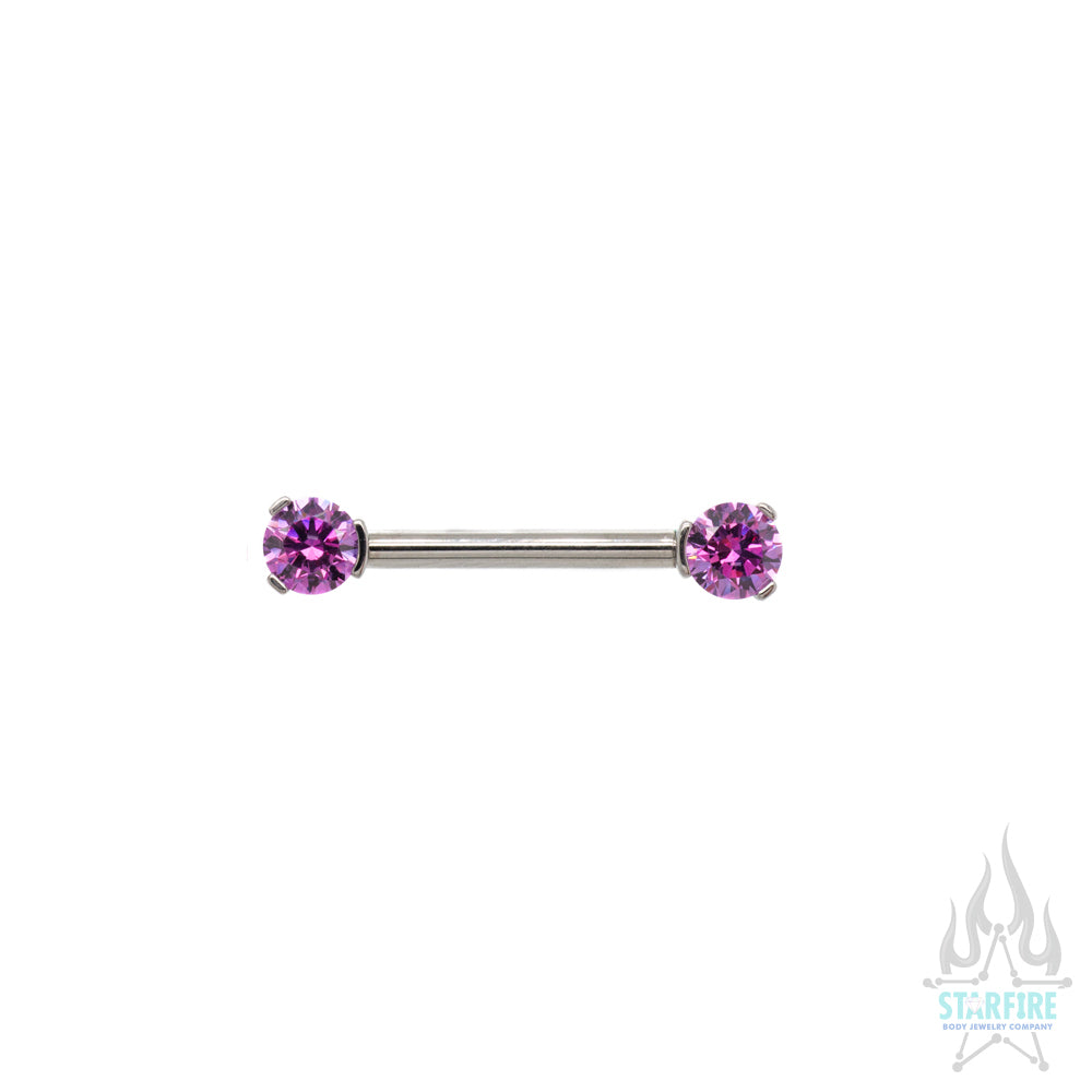 Faceted Gem Forward Facing Nipple Barbell in 3-Prong's - single