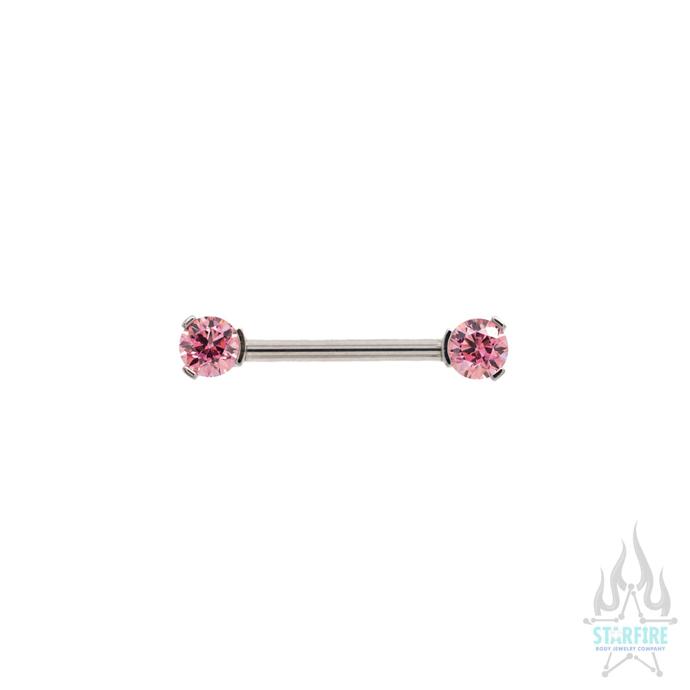 Faceted Gem Forward Facing Nipple Barbell in 3-Prong's - single