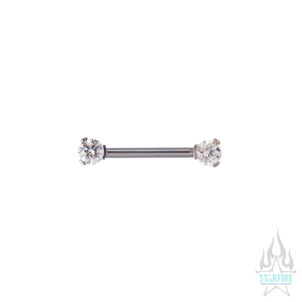 Faceted Gem Forward Facing Nipple Barbell in 3-Prong's - single