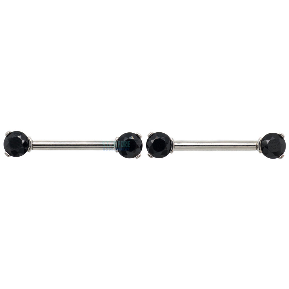 Faceted Gem Forward Facing Nipple Barbells in 3-Prong's - pair