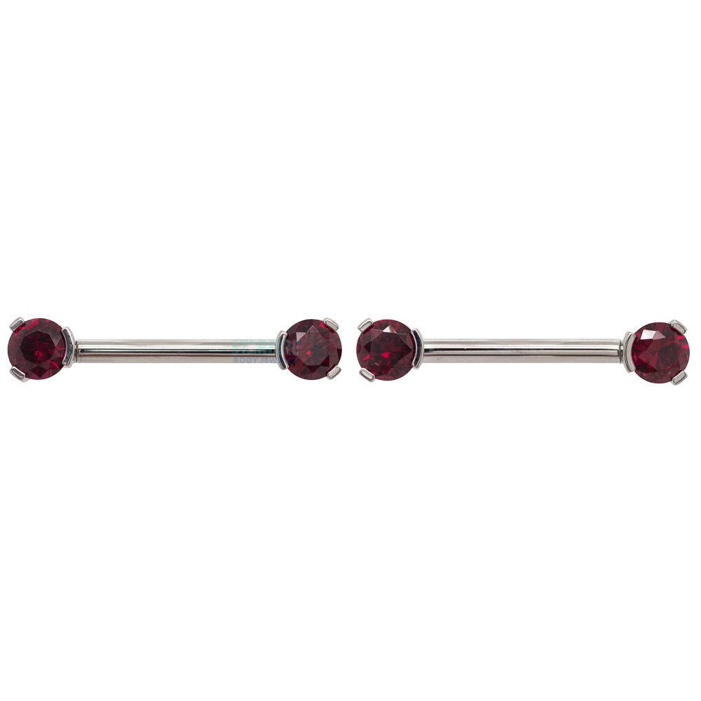 Faceted Gem Forward Facing Nipple Barbells in 3-Prong's - pair