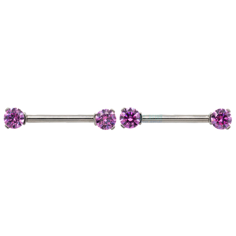 Faceted Gem Forward Facing Nipple Barbells in 3-Prong's - pair
