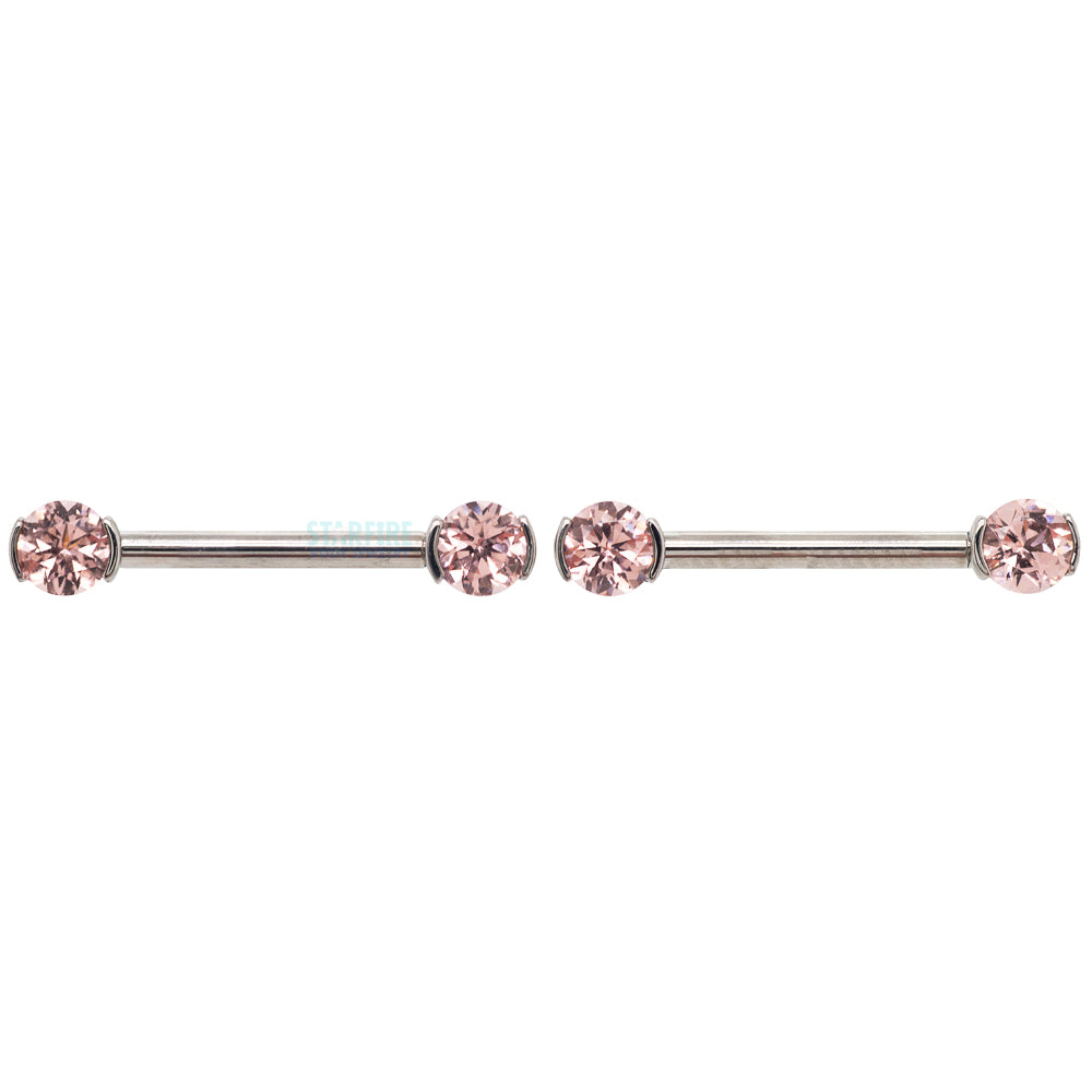 Faceted Gem Forward Facing Nipple Barbells in 2-Prong's - pair