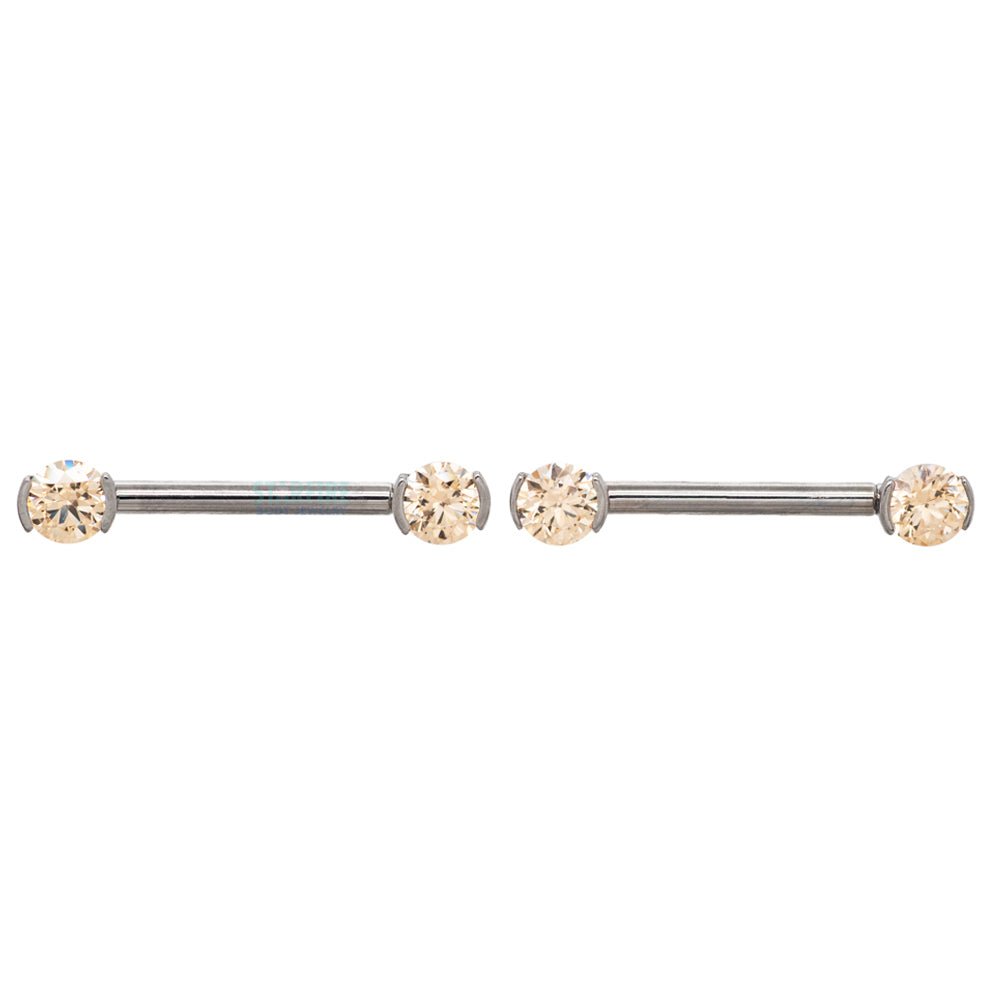 Faceted Gem Forward Facing Nipple Barbells in 2-Prong's - pair