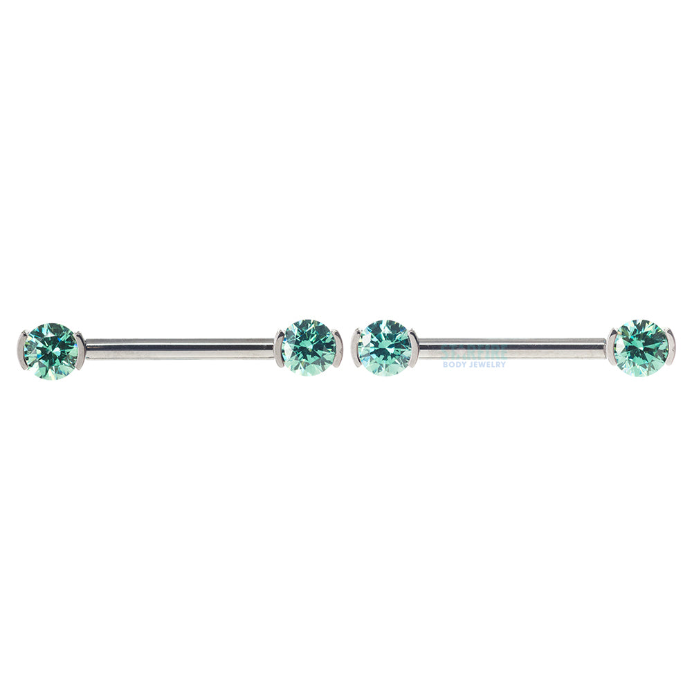 Faceted Gem Forward Facing Nipple Barbells in 2-Prong's - pair