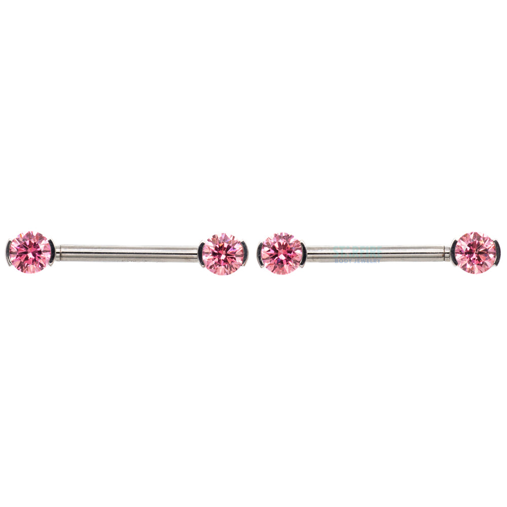 Faceted Gem Forward Facing Nipple Barbells in 2-Prong's - pair