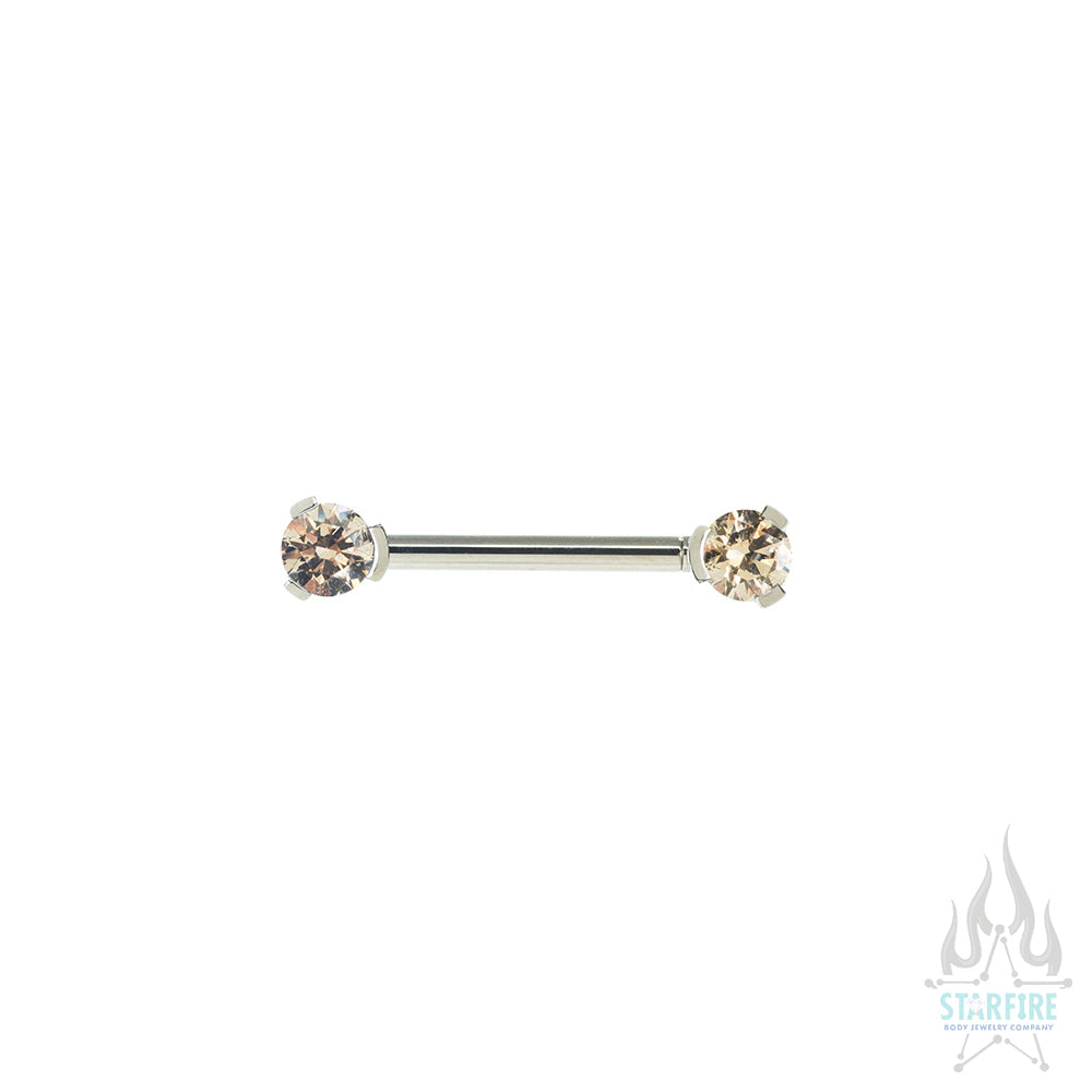 Faceted Gem Forward Facing Nipple Barbell in 3-Prong's - single