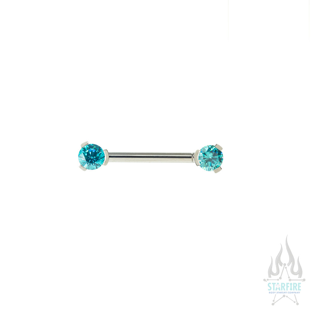 Faceted Gem Forward Facing Nipple Barbell in 3-Prong's - single