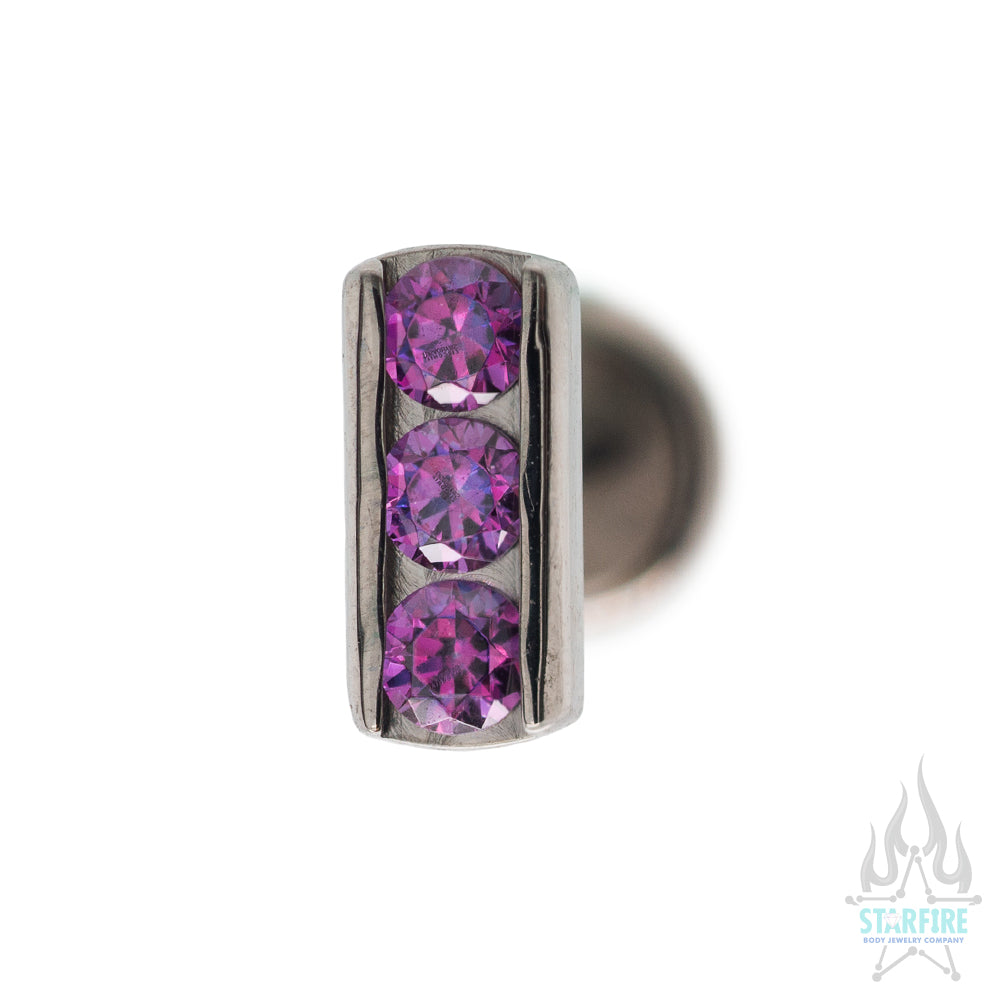 3 Channel-Set with Faceted Gems on Flatback