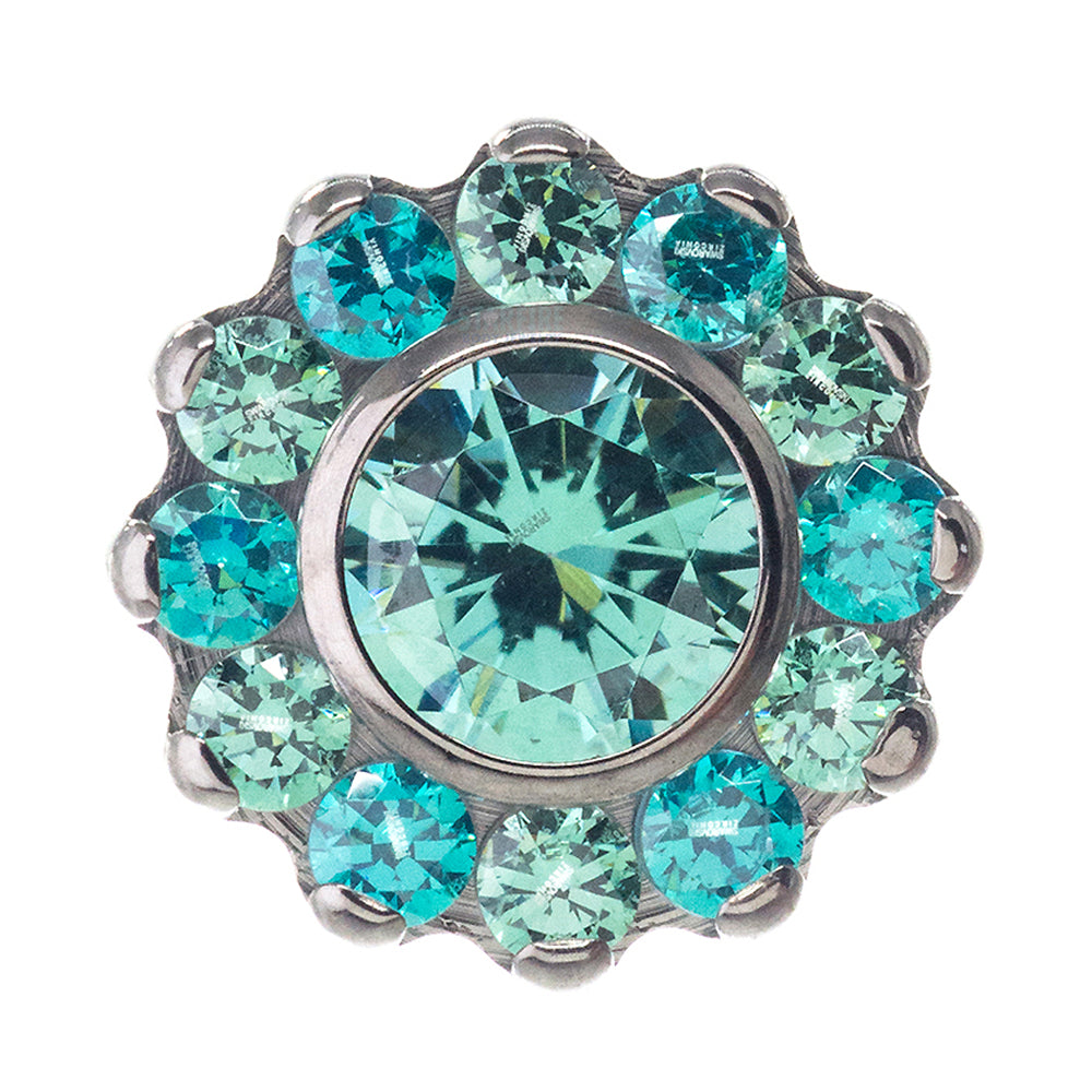 "Odyssey" Flower with Faceted Gem on Flatback - custom color combos