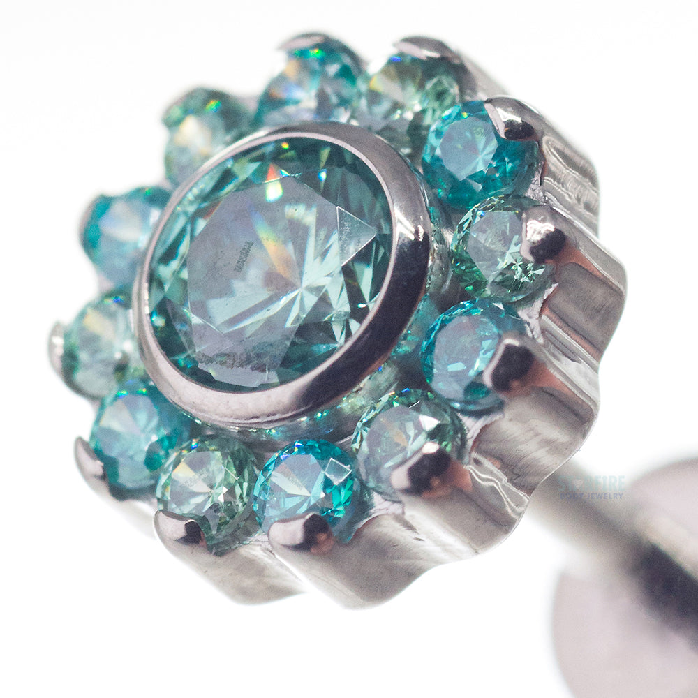 "Odyssey" Flower with Faceted Gem on Flatback - custom color combos