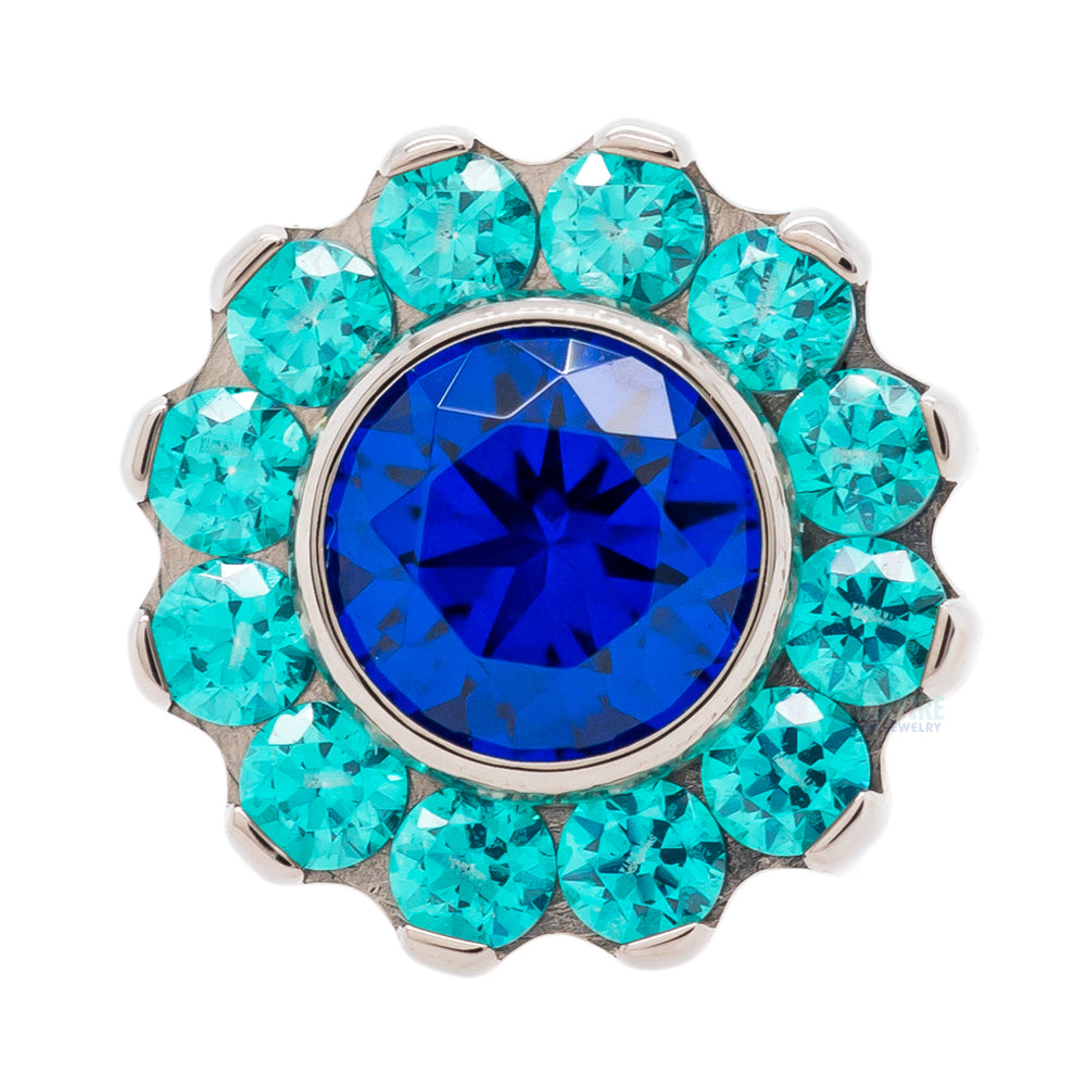 "Odyssey" Flower with Faceted Gem on Flatback - custom color combos