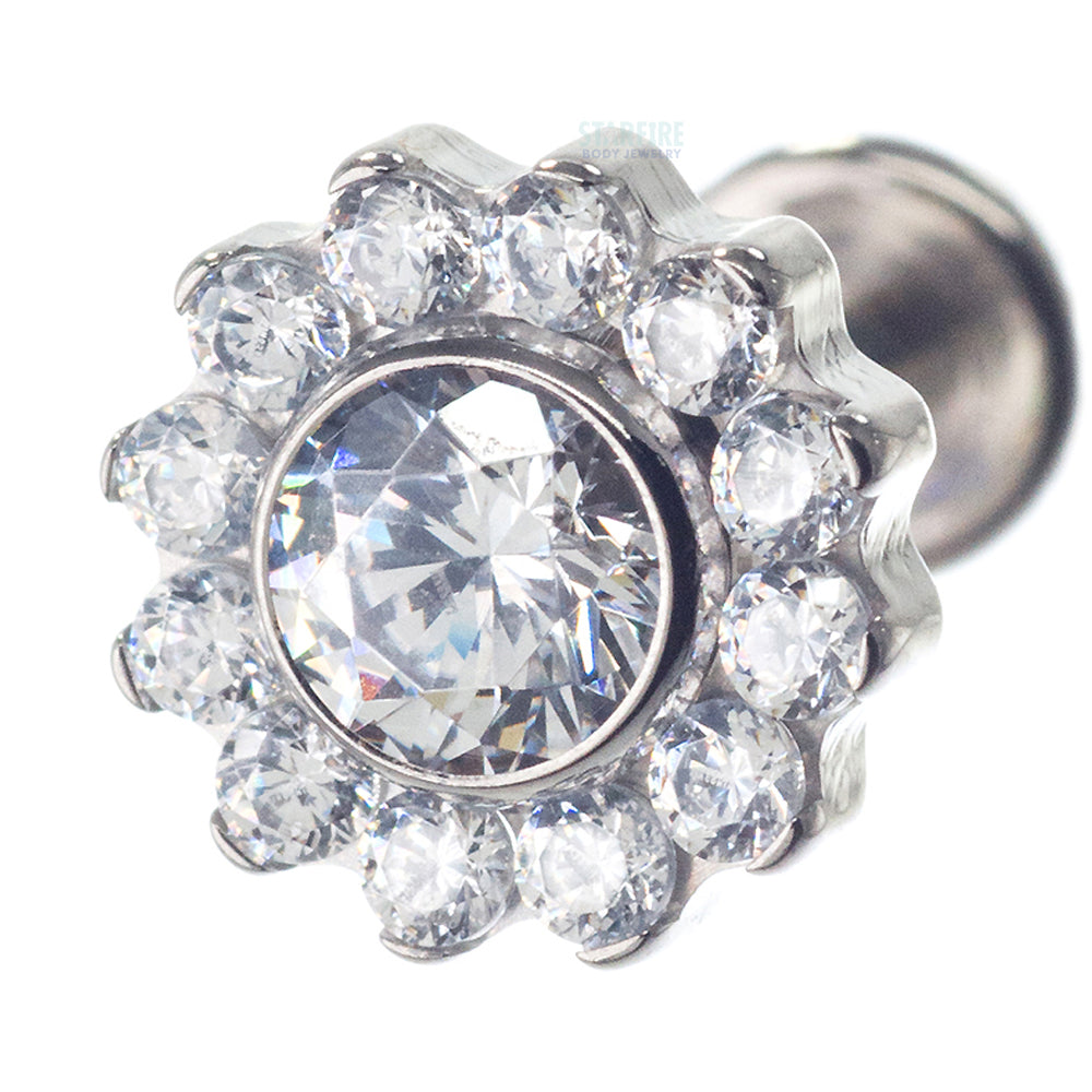 "Odyssey" Flower with Faceted Gem on Flatback
