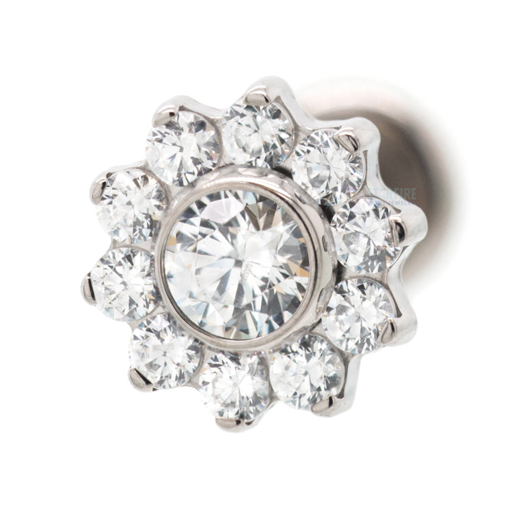 "Odyssey" Flower with Faceted Gem on Flatback