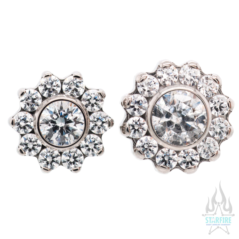 "Odyssey" Flower with Faceted Gem on Flatback
