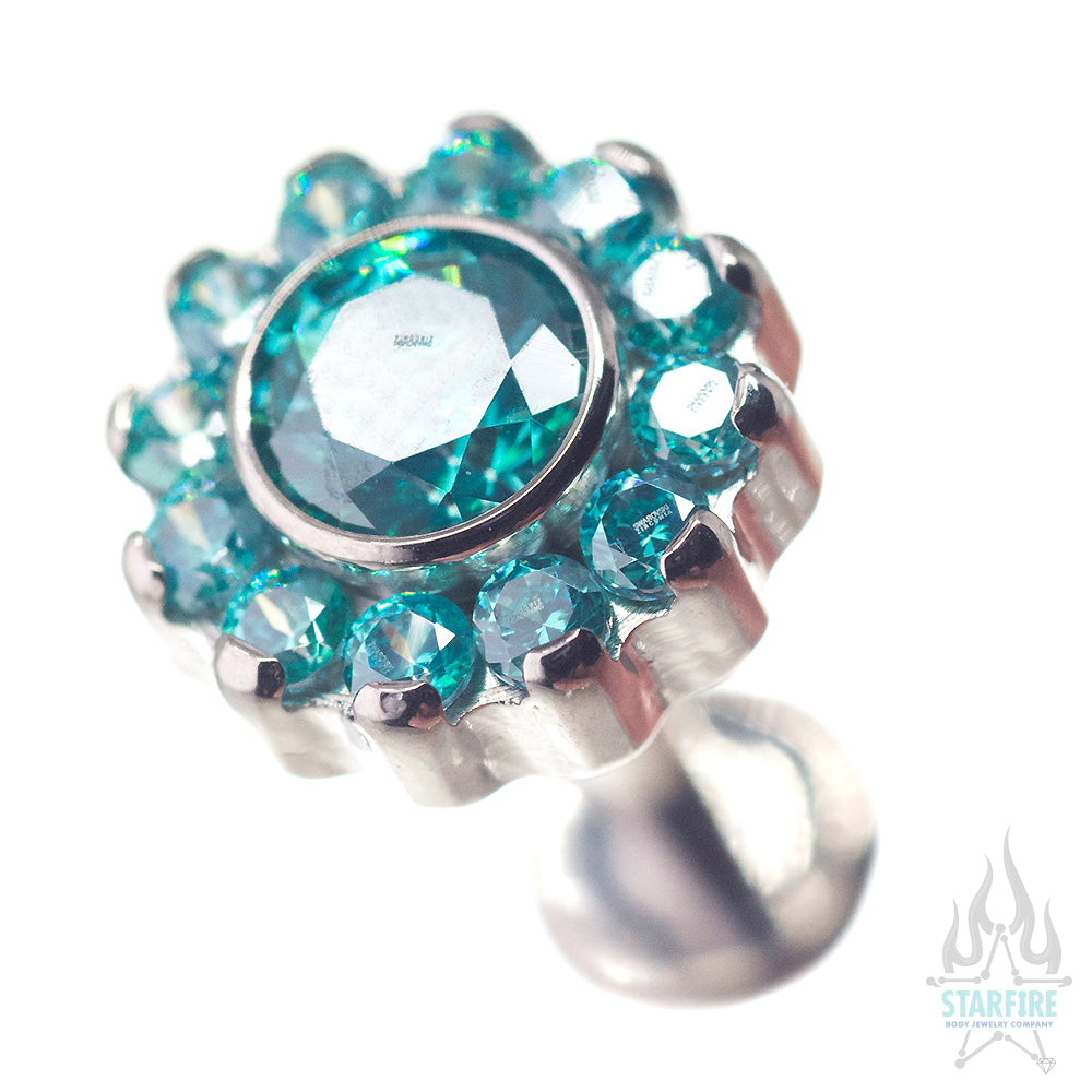 "Odyssey" Flower with Faceted Gem on Flatback