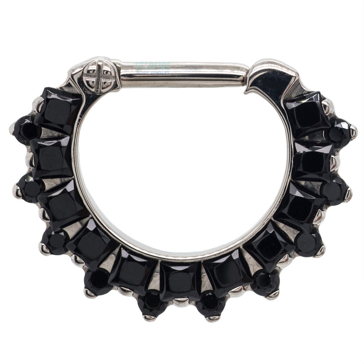 "Dione" Clicker #36 with Princess-Cut & Round Faceted Gems - 14 ga. - 1/4" post