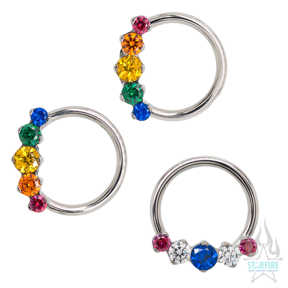 "Prium" Faceted Gem Cluster Captive Bead Ring (CBR) - custom color combos