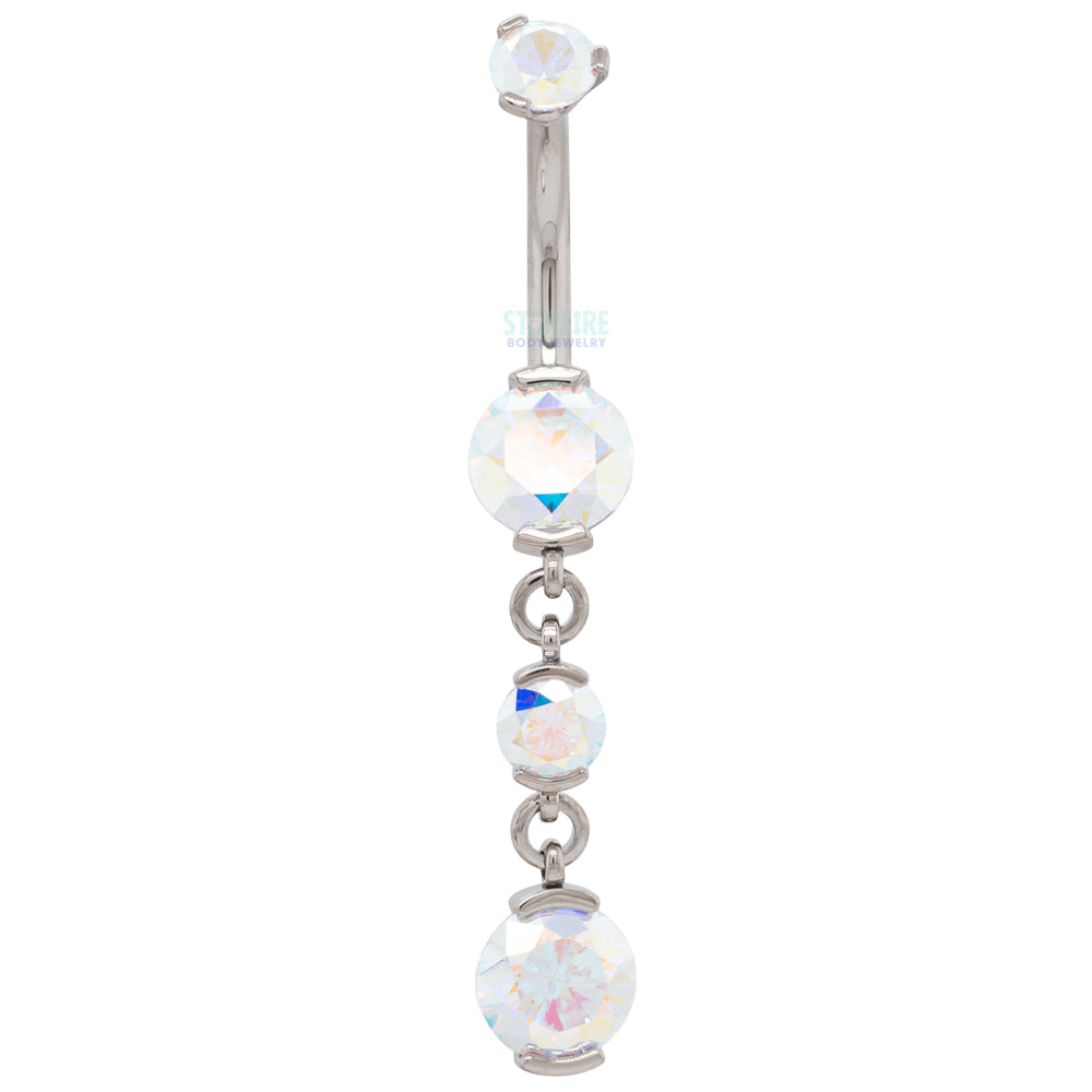 2 Prong-Set Faceted Gem Navel Curve with Dangle #5