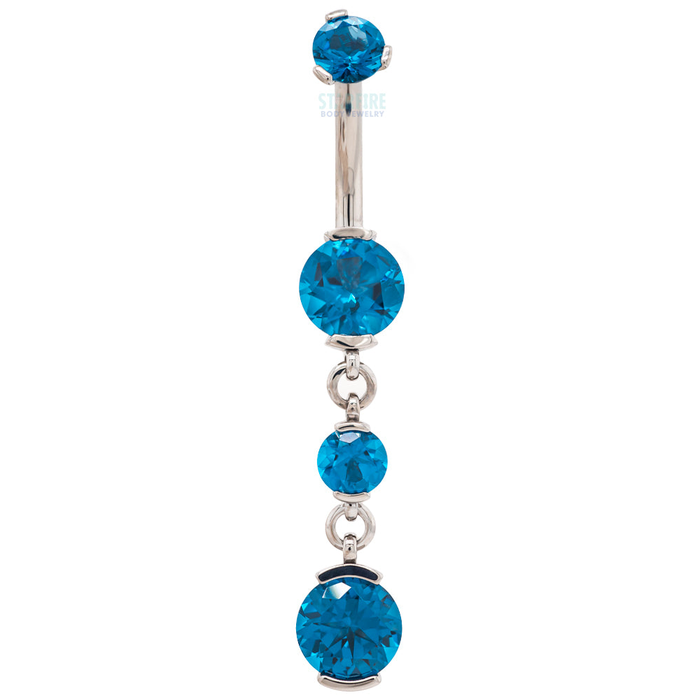 2 Prong-Set Faceted Gem Navel Curve with Dangle #5