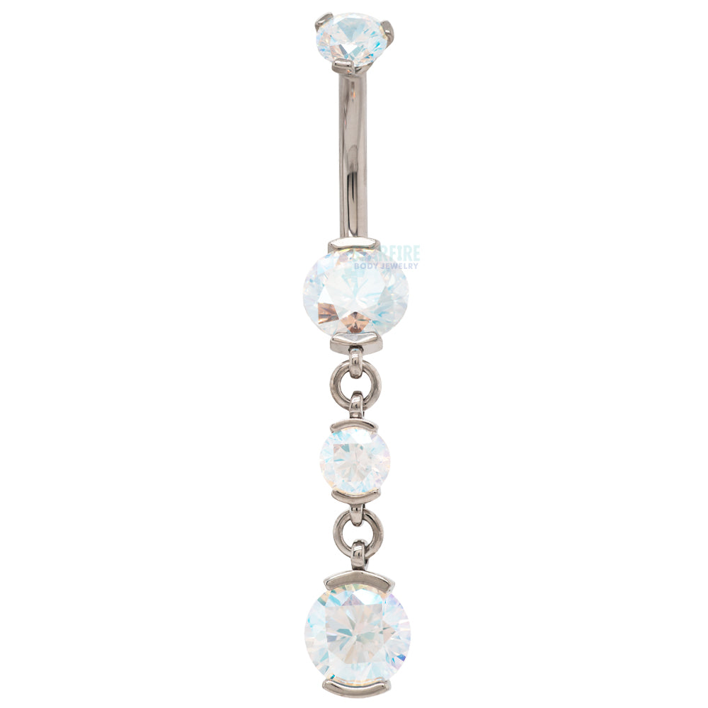 2 Prong-Set Faceted Gem Navel Curve with Dangle #5