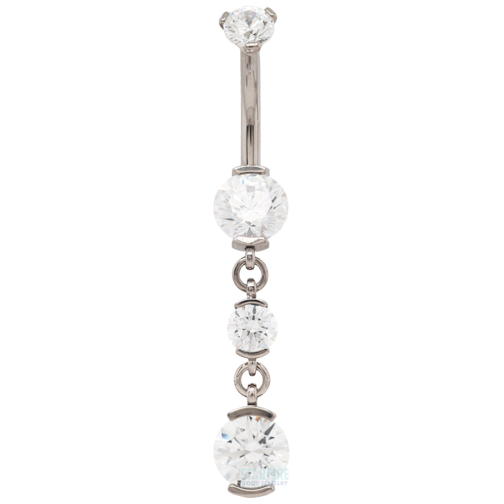 2 Prong-Set Faceted Gem Navel Curve with Dangle #5