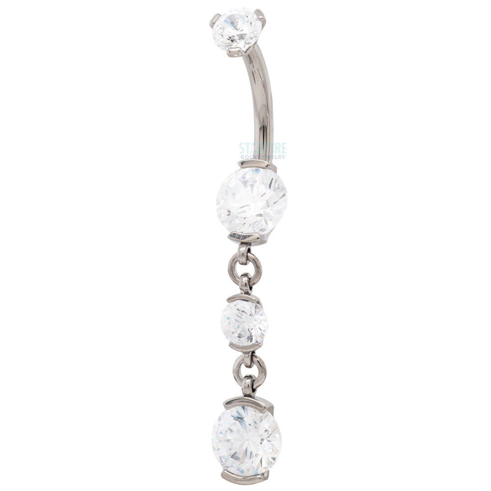 2 Prong-Set Faceted Gem Navel Curve with Dangle #5