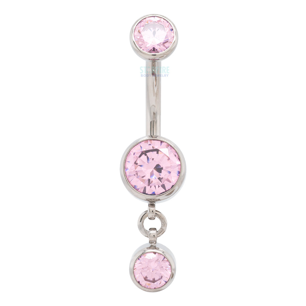 Bezel-Set Faceted Gem Navel Curve with Dangle #1