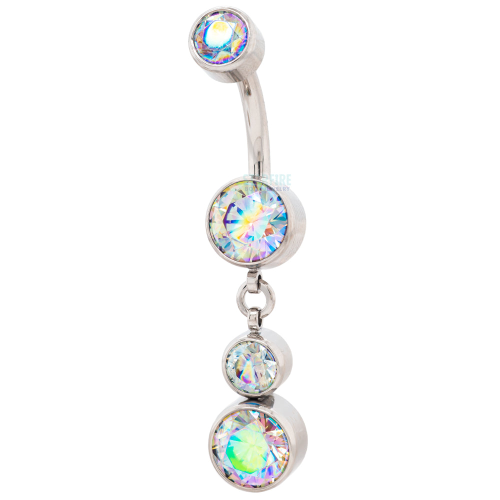 Bezel-Set Faceted Gem Navel Curve with Dangle #5