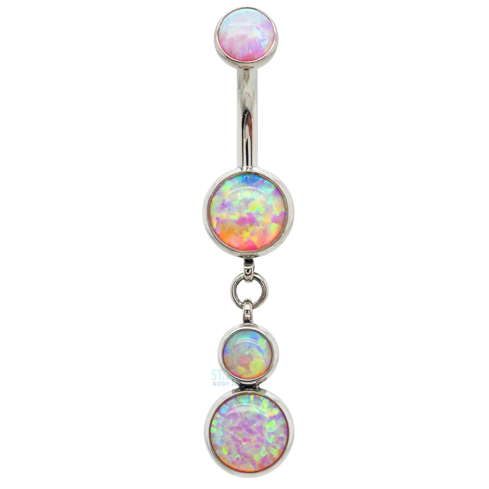 Bezel-Set Opal Navel Curve with Dangle #5