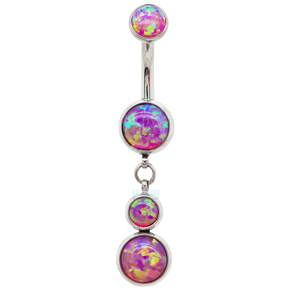 Bezel-Set Opal Navel Curve with Dangle #5