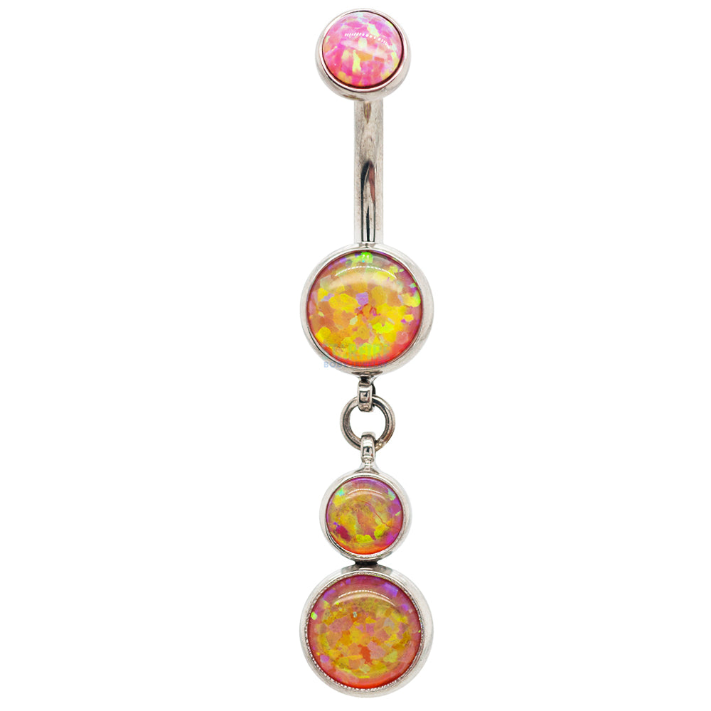 Bezel-Set Opal Navel Curve with Dangle #5