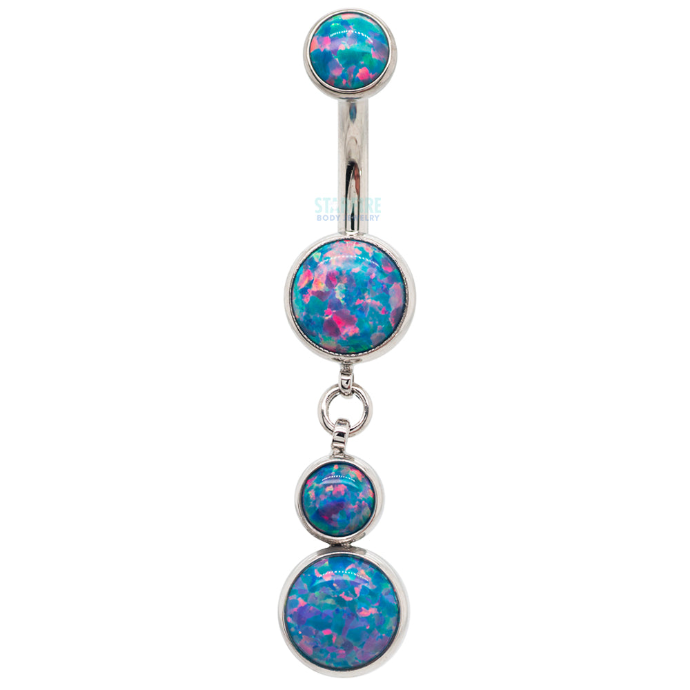 Bezel-Set Opal Navel Curve with Dangle #5
