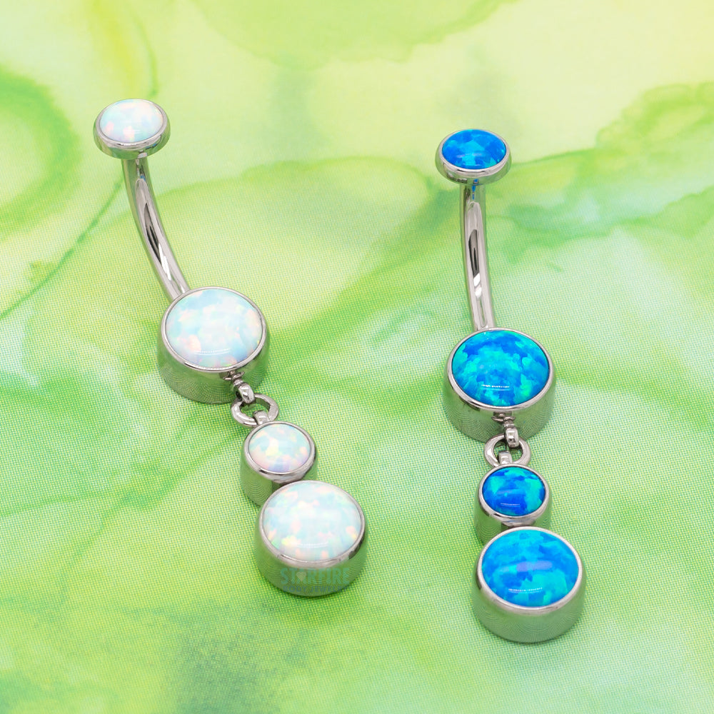 Bezel-Set Opal Navel Curve with Dangle #5